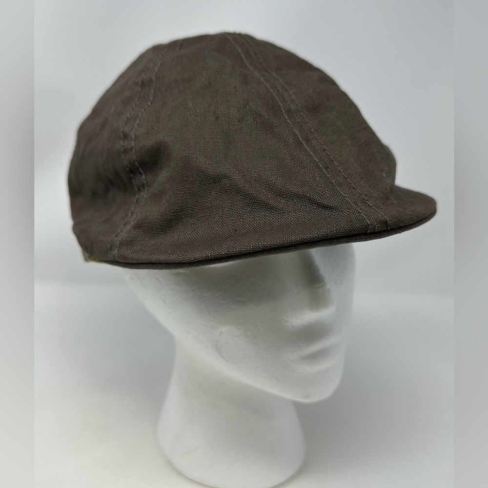 Vintage‎ Woolrich Brown with Plaid Interior Cabbie Hat Newsboy Cap Size L/XL 24"